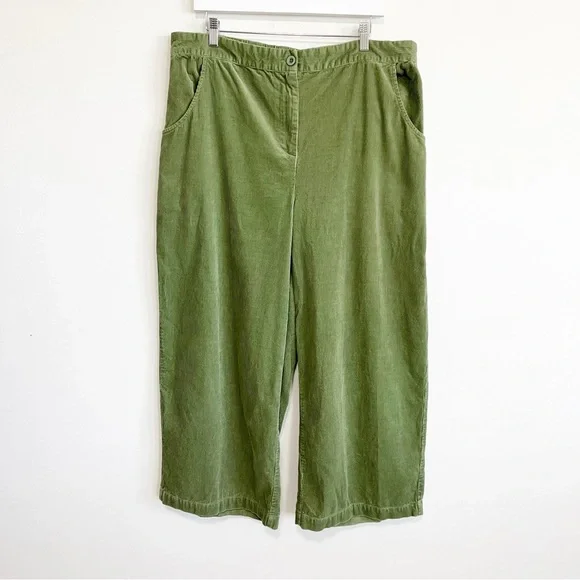 Gudrun Sjoden Corduroy Pants Wide Leg Trousers Spring Green XL - Picture 2 of 10